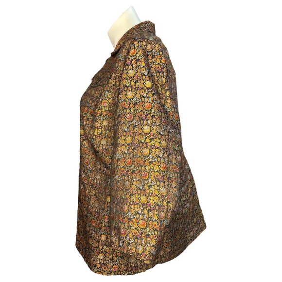 COLDWATER CREEK Brocade Floral Shiny Metallic Jacket 3x Retro Chic Statement Fun - Picture 11 of 14